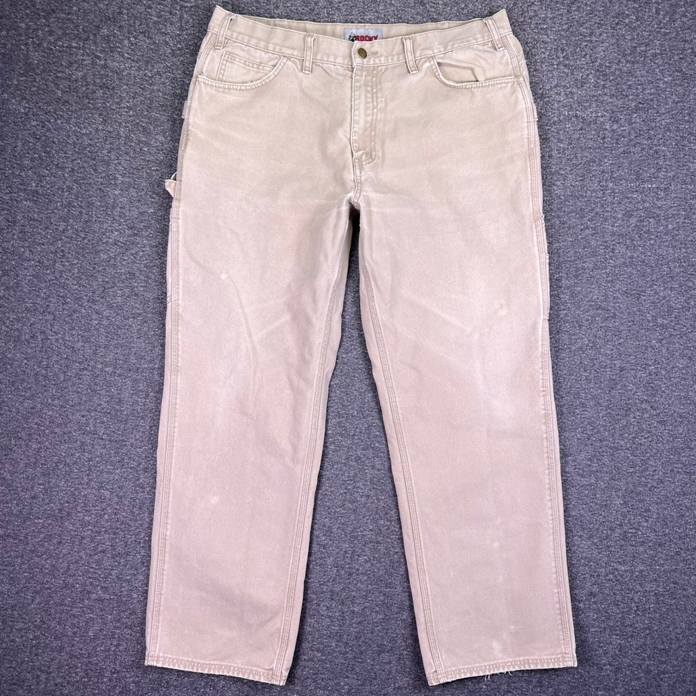 Rocky Pants Mens 38x29 Carpenter Tan Worksmart Canvas Utility Work Trousers Work